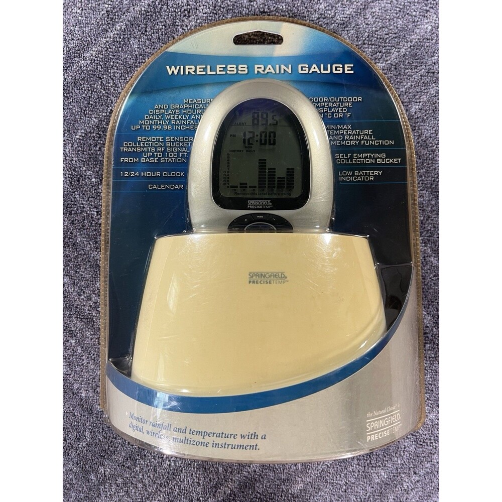 Springfield Precise Temp Wireless Rain Gauge DIGITAL TEMPERATURE NEW OLD STOCK